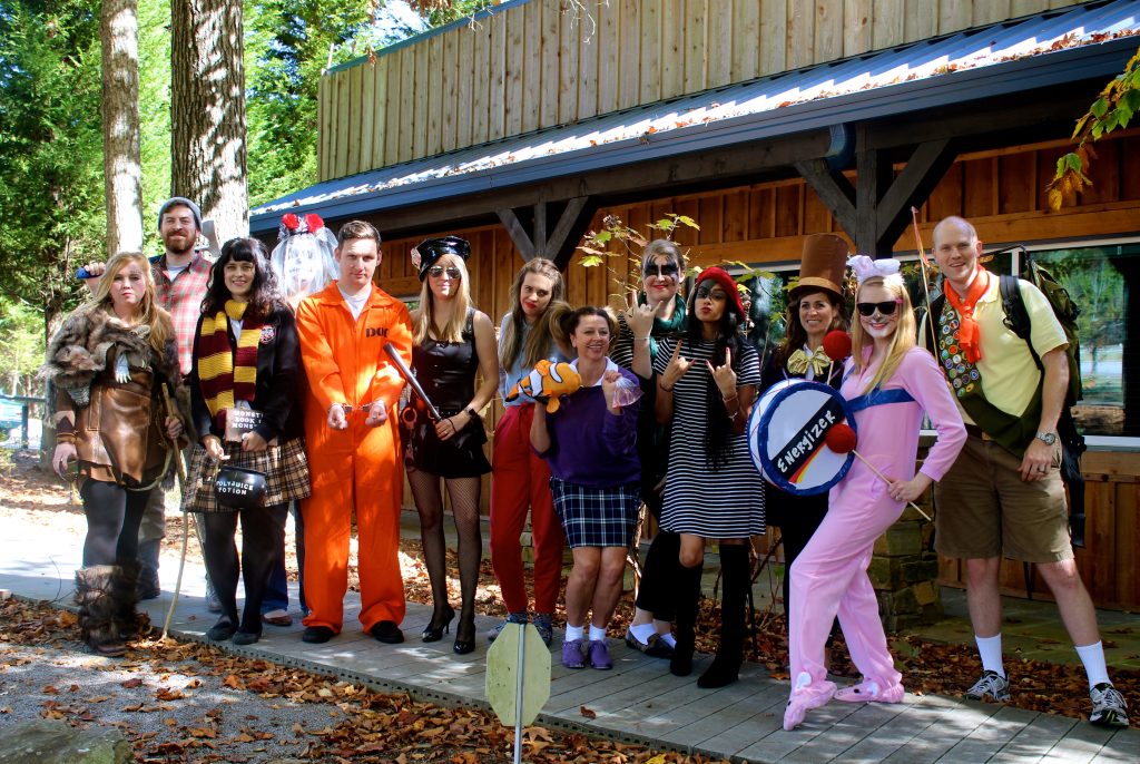 Infomedia employees dressed in costumes for halloween