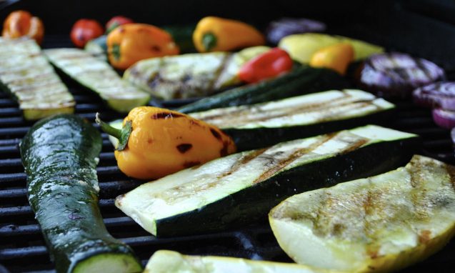 vegetables grilling during a summer festival