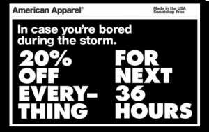 American Apparel + Hurricane Sandy Newsjacking 