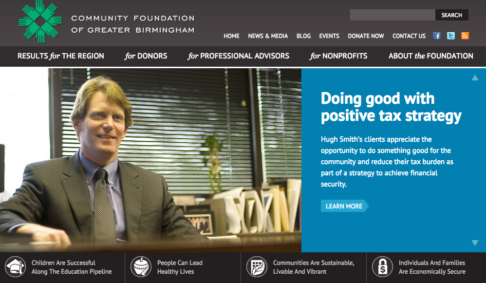 A webpage of Community Foundation of Greater Birmingham