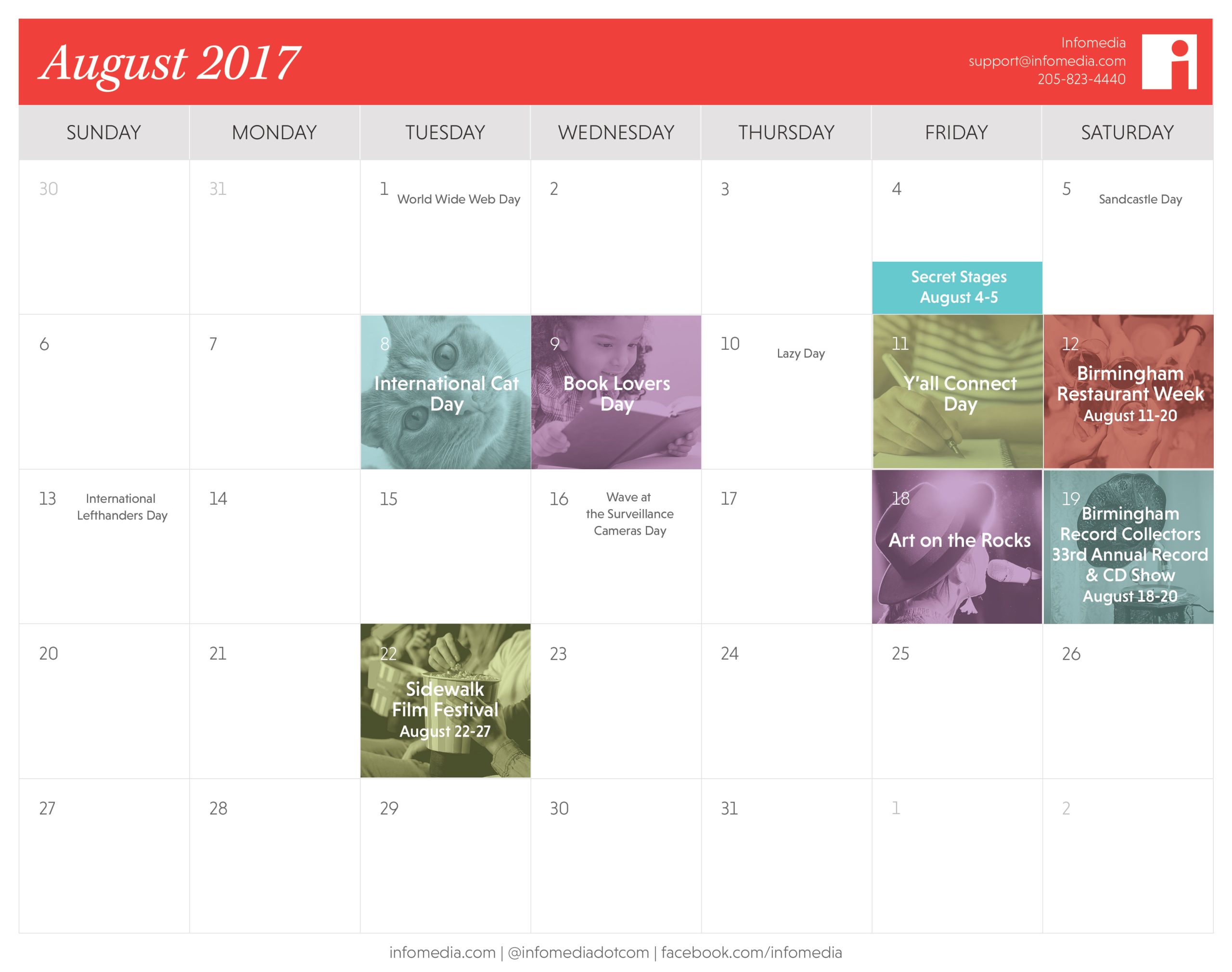Infomedia's Event Calendar for August 2017