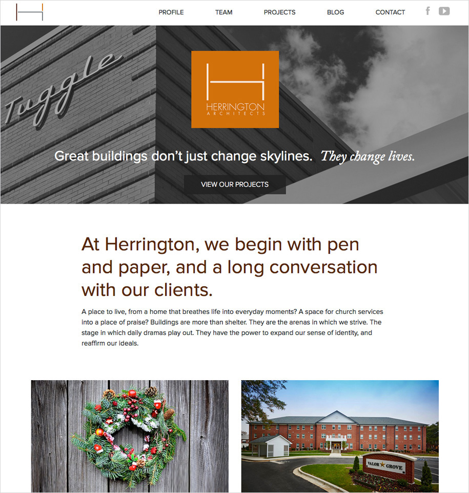 Website page for Herrington Architects