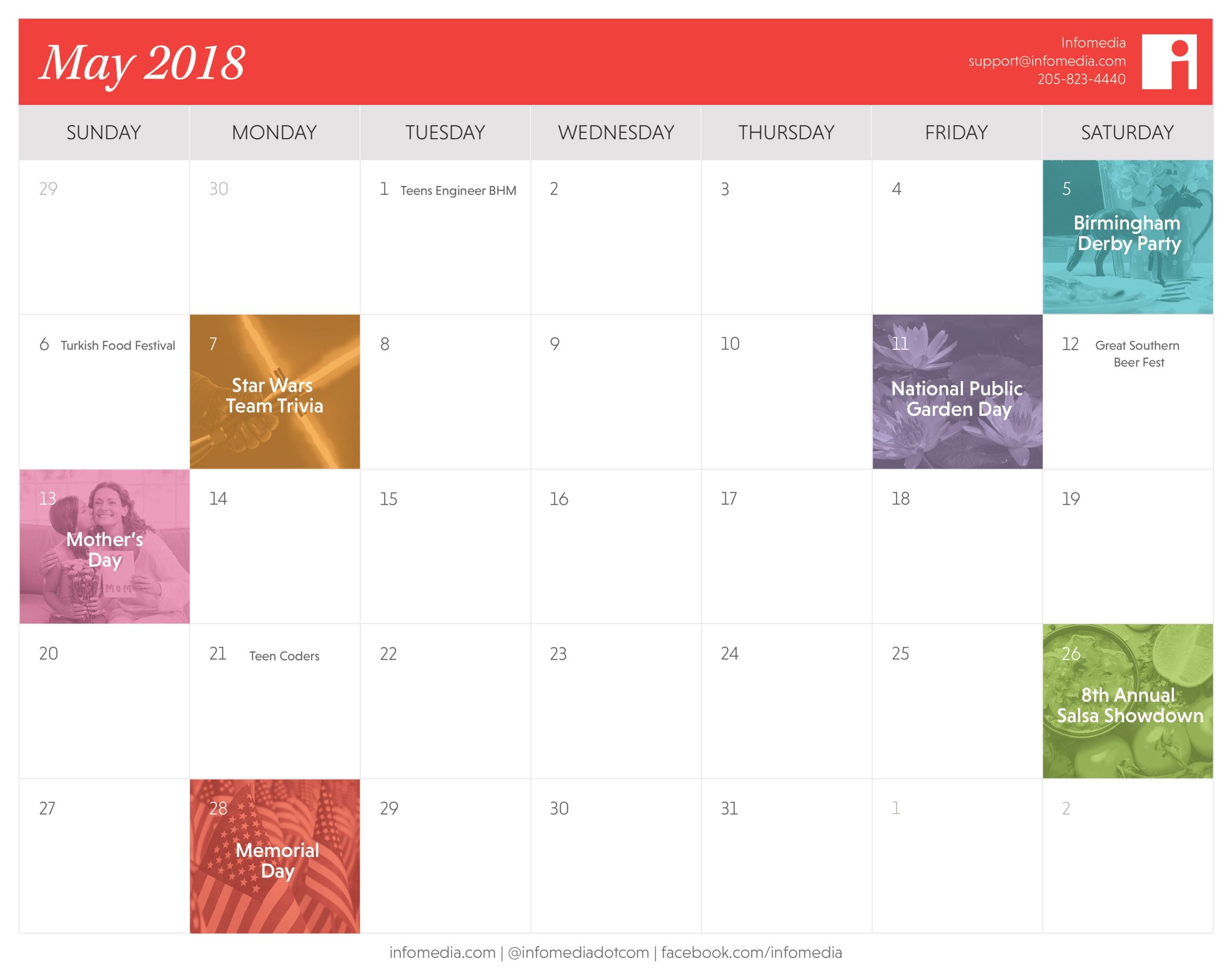 Our Free May 2018 Birmingham Calendar Is Here! - Infomedia