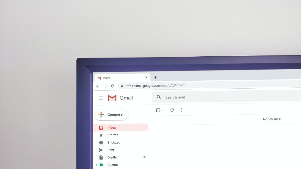 The gmail website on a desktop