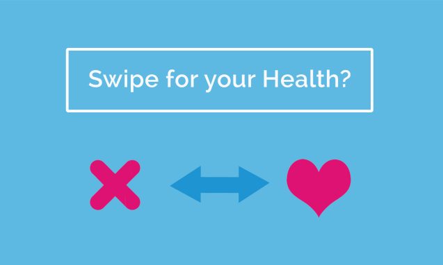 Swipe for your health graphic, with arrows pointing to an X and a heart