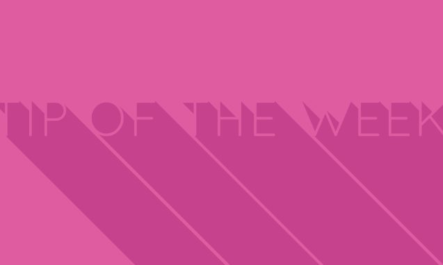 A pink graphic for "Tip of the Week"