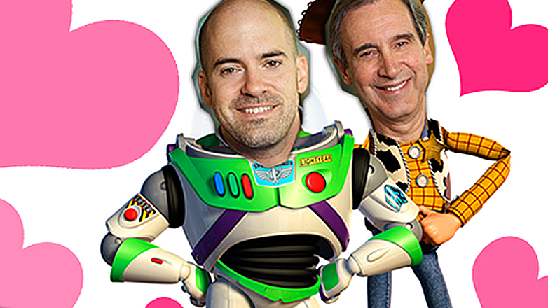 Photoshopped image of Jason Lovoy's and John Lovoy's heads onto woody and buzz lightyear from "Toy Story"